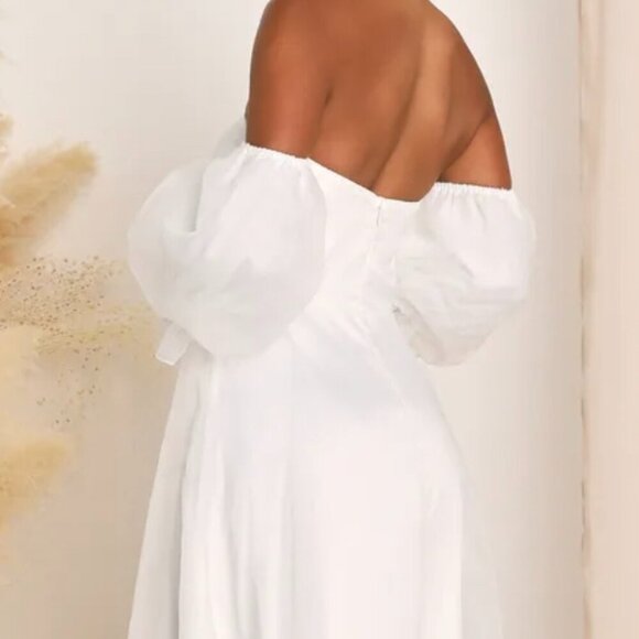 NWT Lulus True Excellence White Bustier Off -Shoulder Gown Sz M #410 - Picture 4 of 8